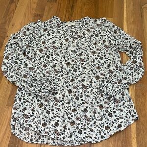 LOFT Long Sleeve Floral Ruffle Blouse